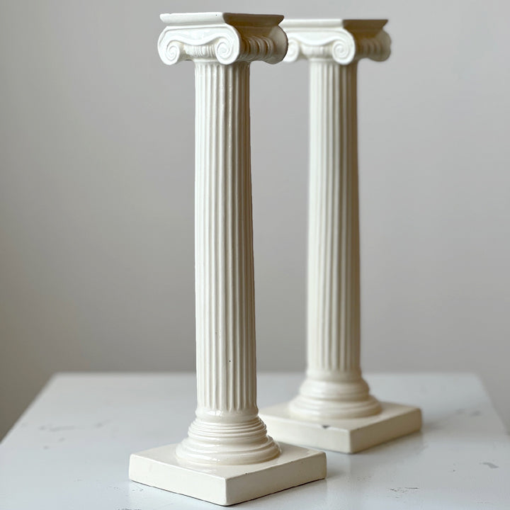 Creamware Ionic Column Candlesticks (pair)