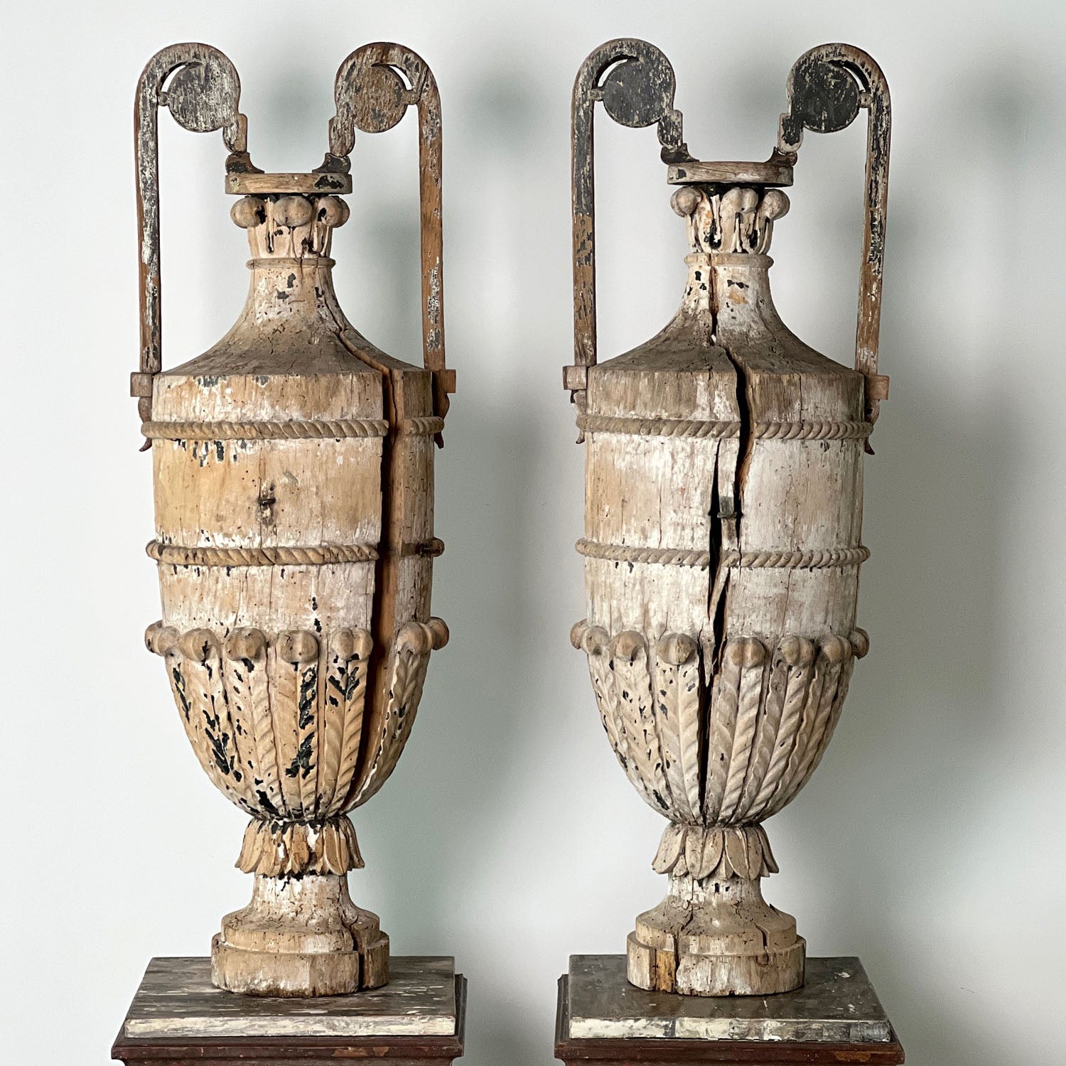 NEOCLASSICAL PAINTED WOOD URNS