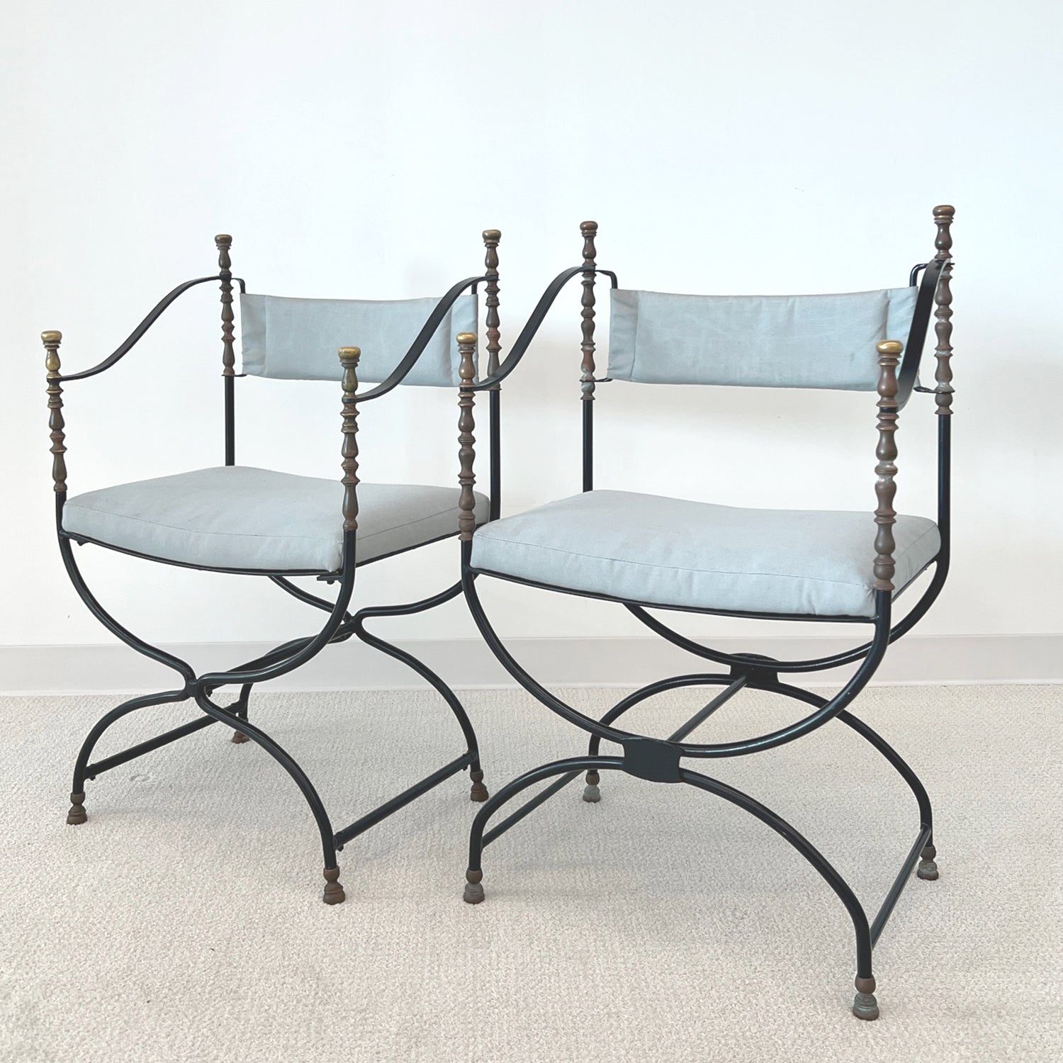 SAVONAROLA STYLE IRON CHAIR - PAIR
