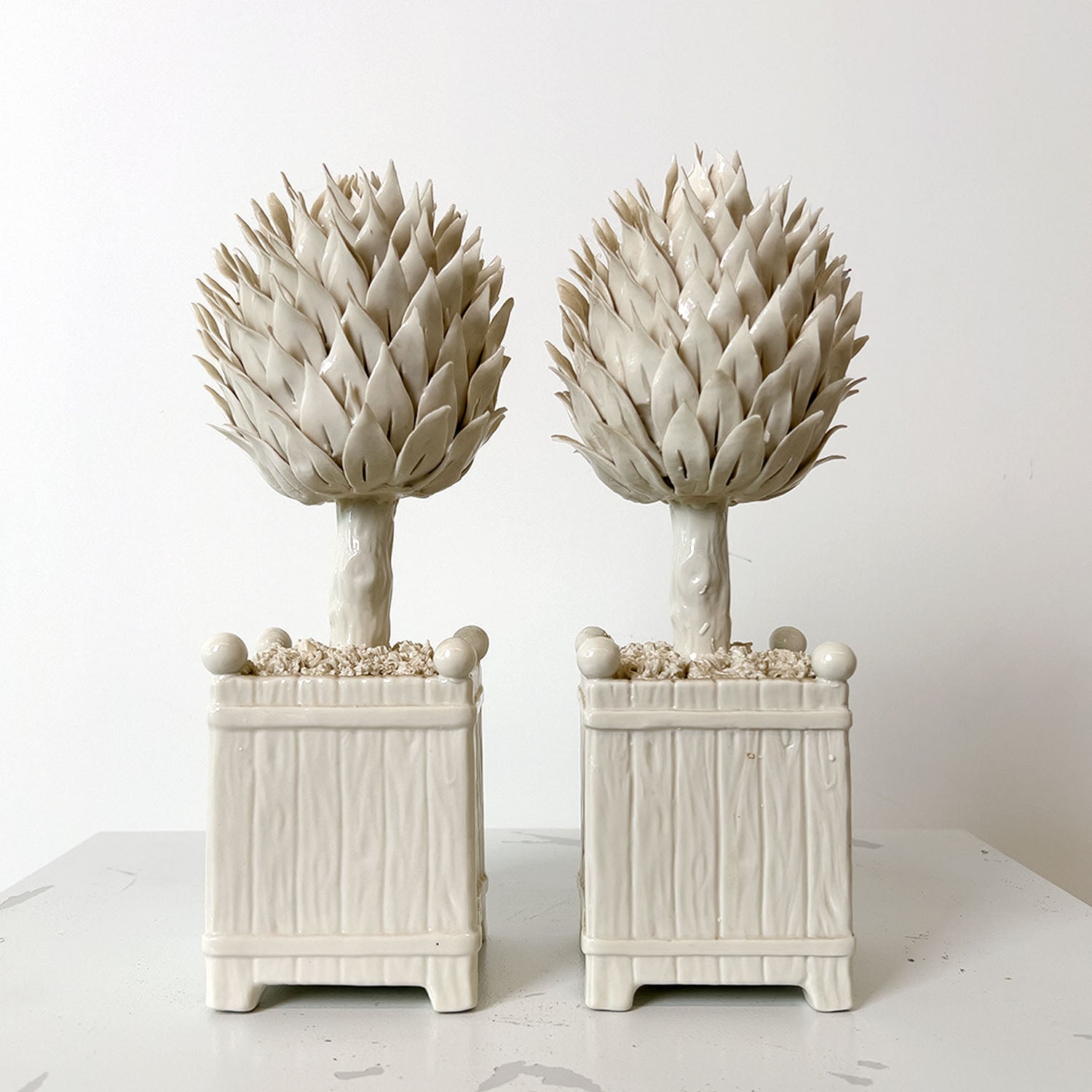 PORCELAIN CHELSEA HOUSE ARTICHOKE TOPIARY - PAIR
