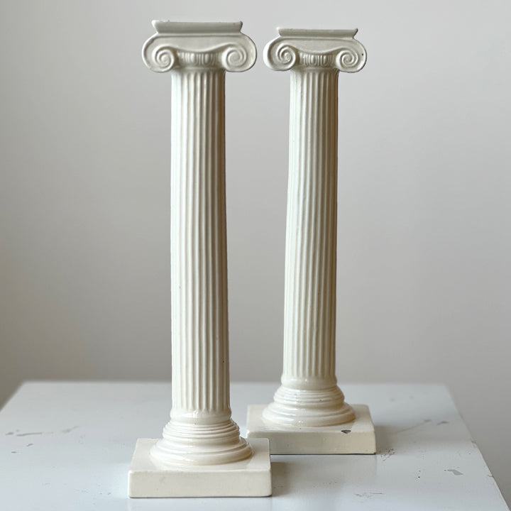 Creamware Ionic Column Candlesticks (pair)