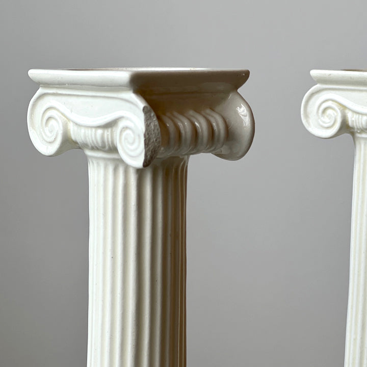 Creamware Ionic Column Candlesticks (pair)