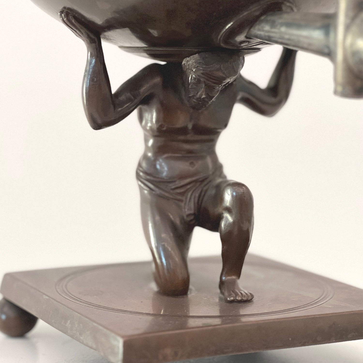 BRONZE COPPER SAMOVAR WITH ATLAS BASE