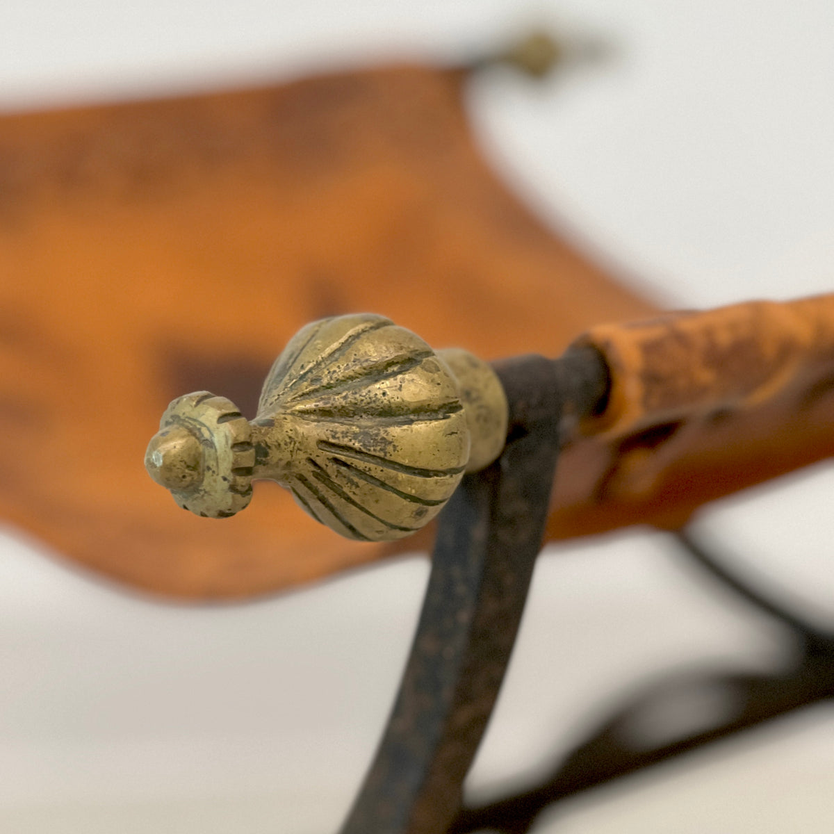 WROUGHT-IRON AND LEATHER SEATS - PAIR