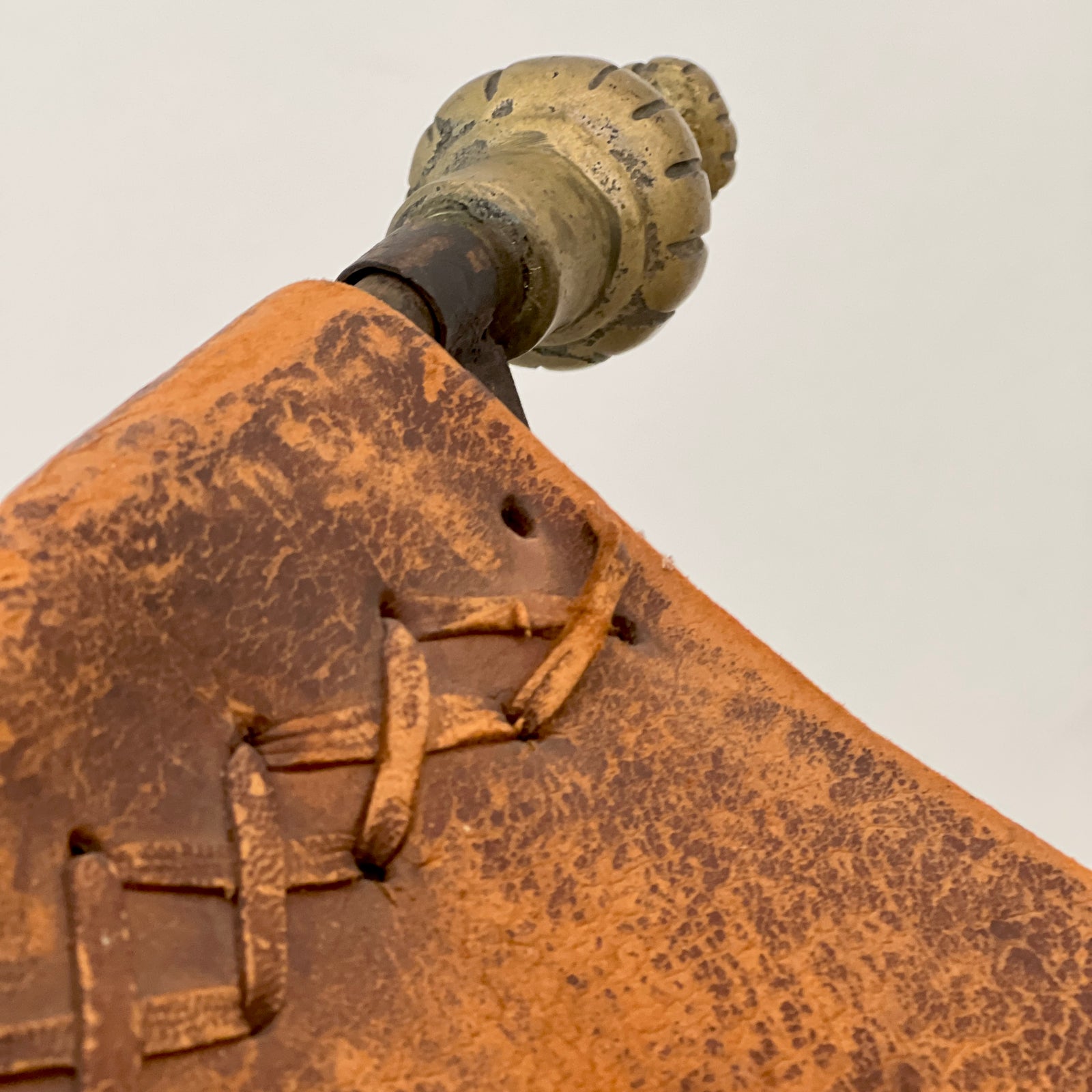 WROUGHT-IRON AND LEATHER SEATS - PAIR