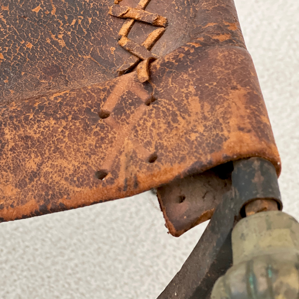 WROUGHT-IRON AND LEATHER SEATS - PAIR