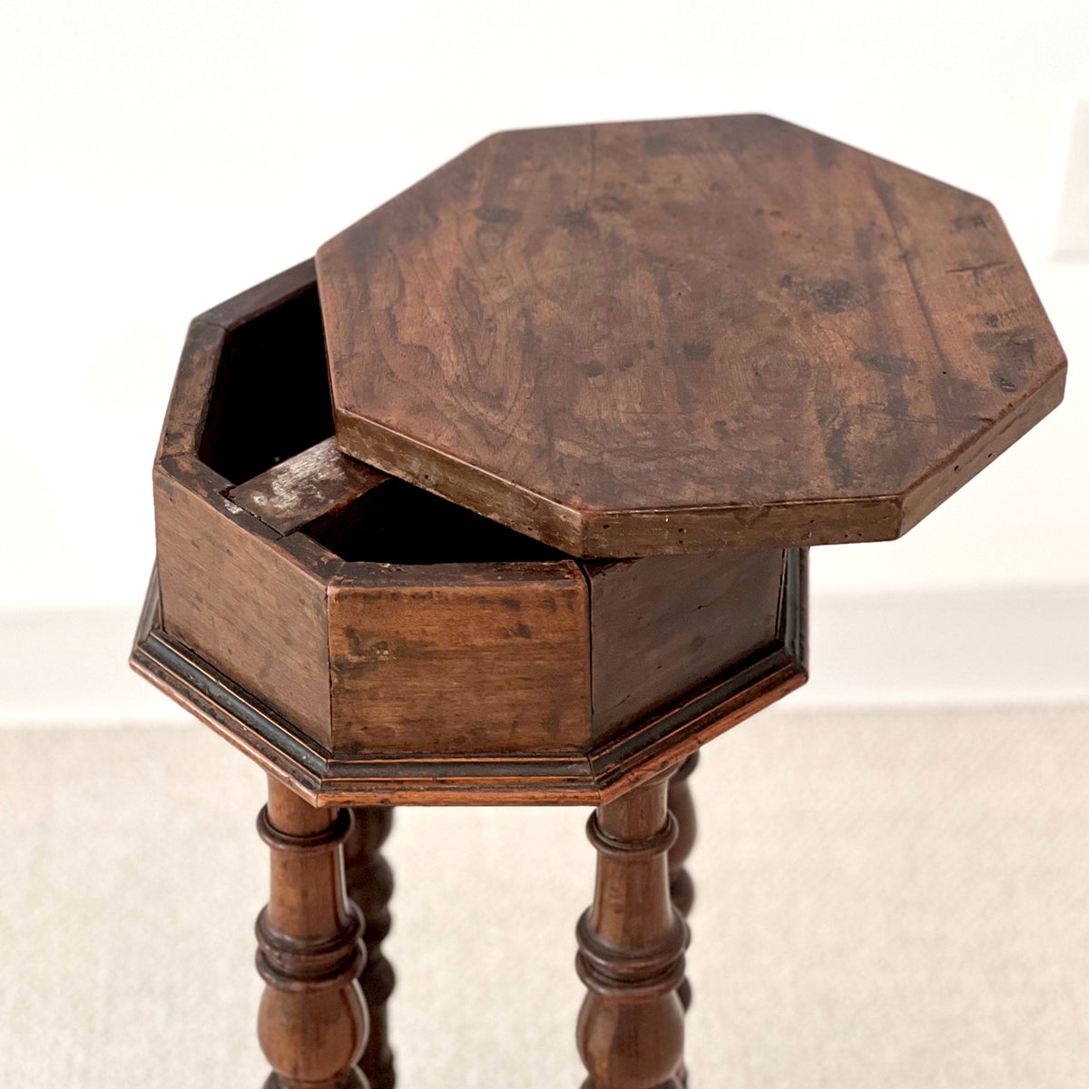 BAROQUE WALNUT OCTAGONAL SIDE TABLE