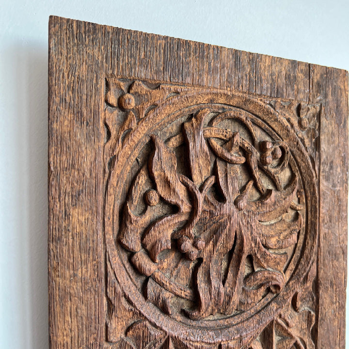 JACOBEAN CARVED OAK PANEL