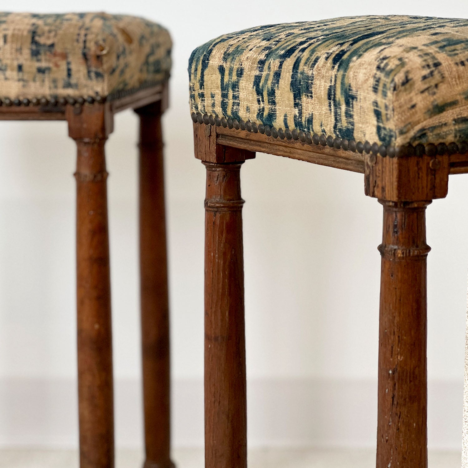 ITALIAN WALNUT PERCHING STOOLS - PAIR