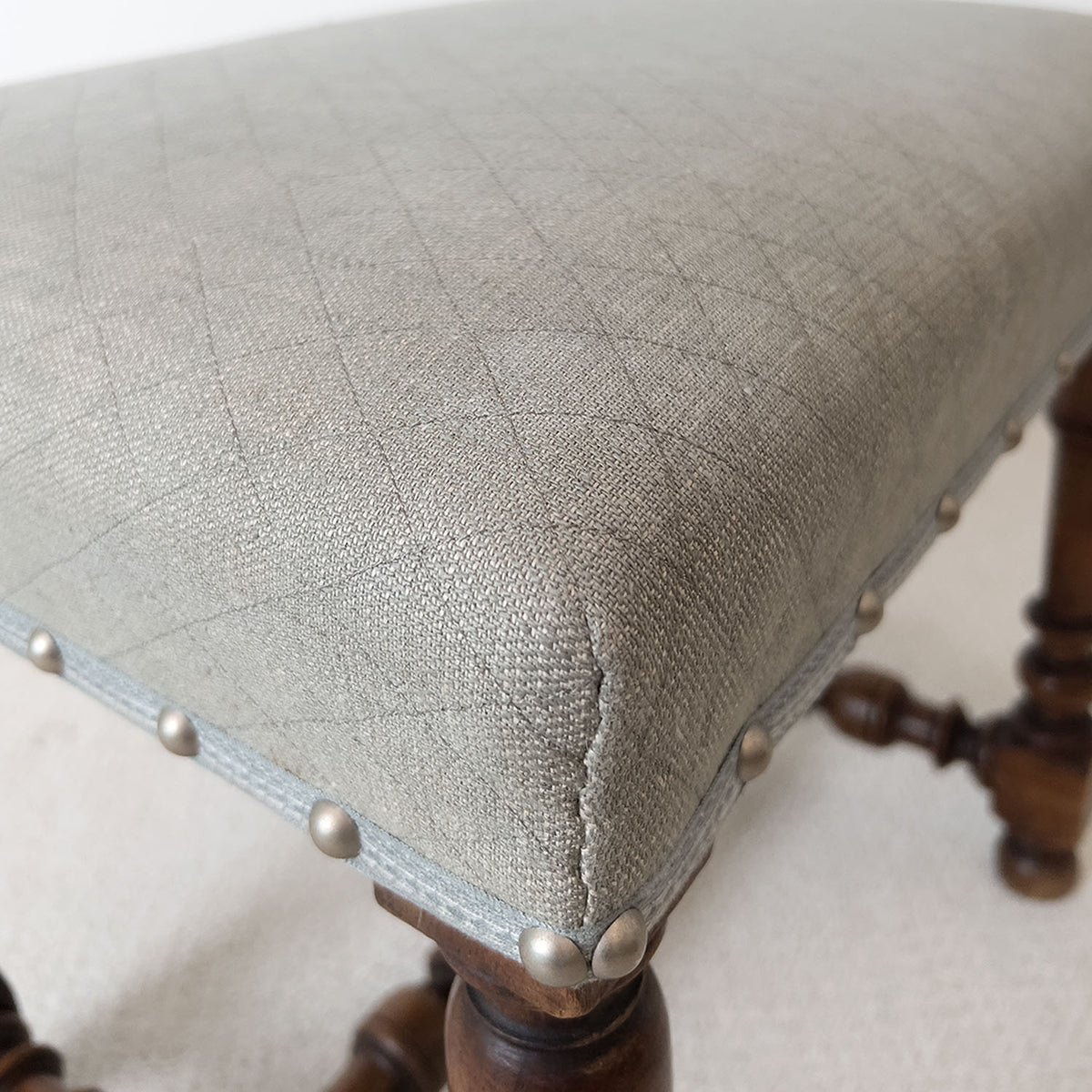 BAROQUE STYLE WALNUT FOOTSTOOLS - PAIR