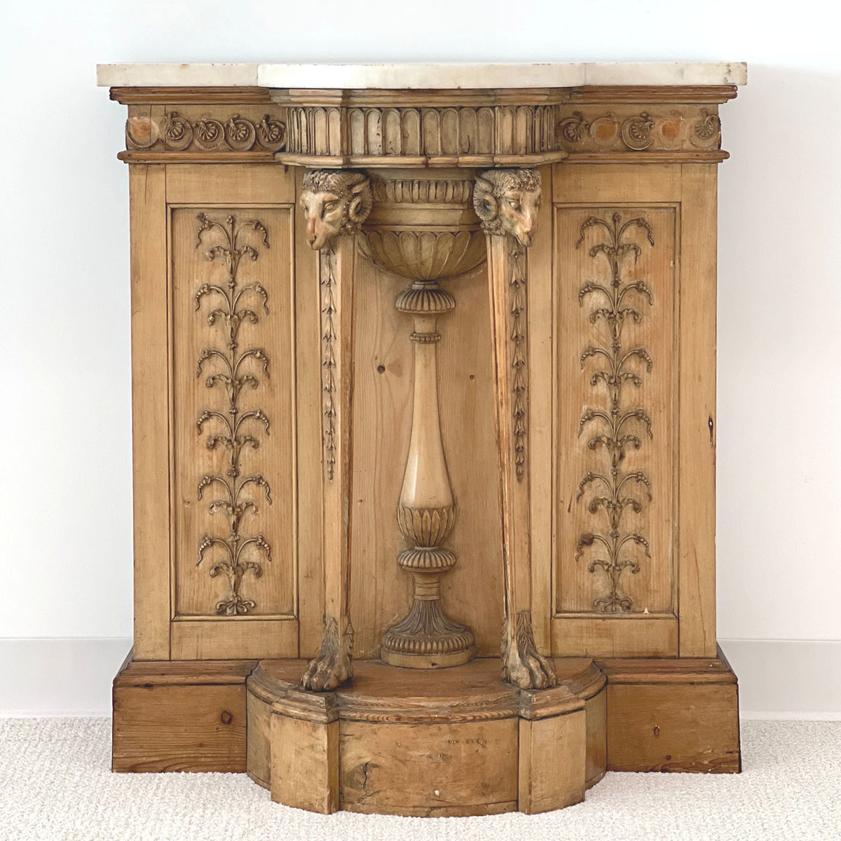 GEORGE iii MARBLE TOPPED SYCAMORE AND PINE CONSOLE - PAIR