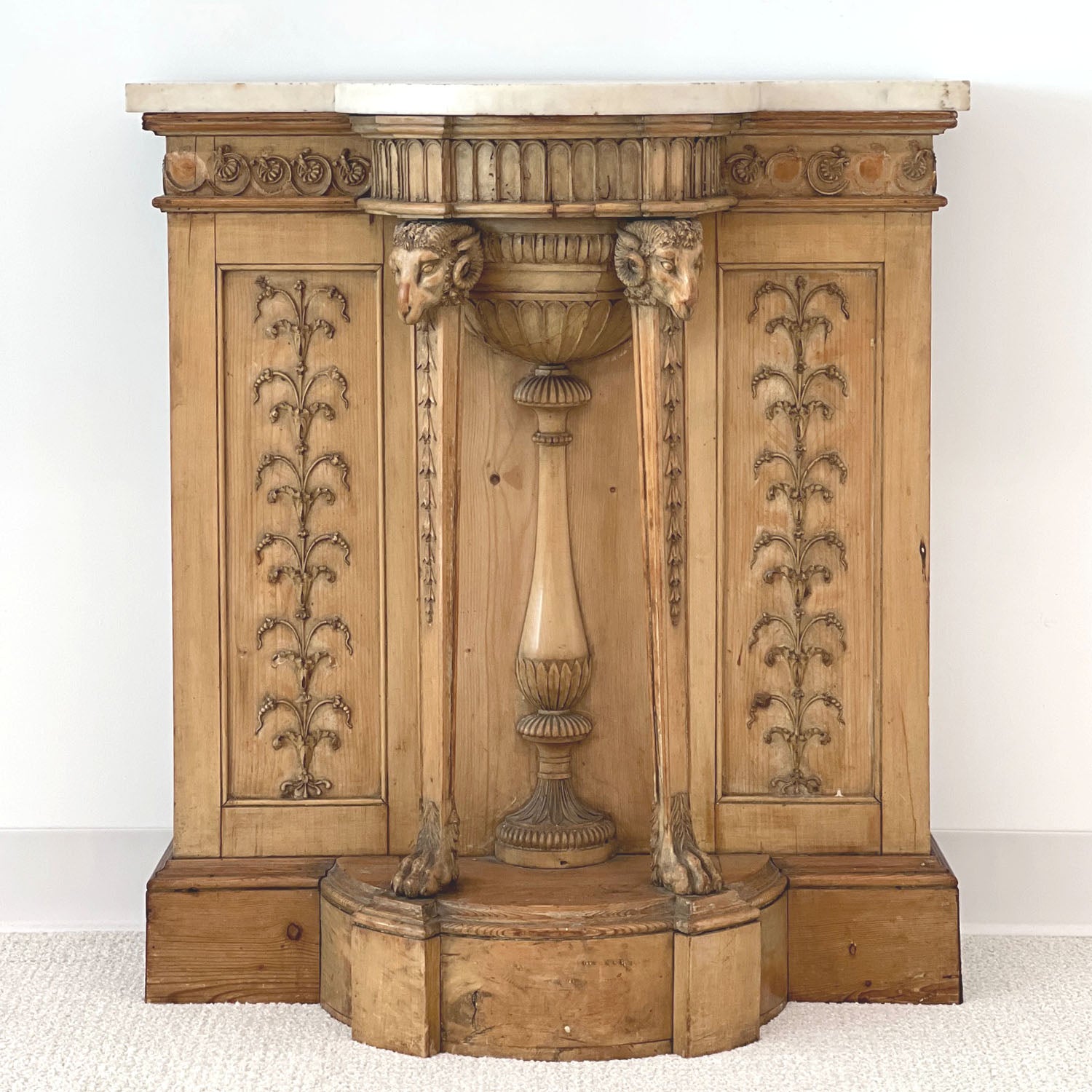 GEORGE iii MARBLE TOPPED SYCAMORE AND PINE CONSOLE - PAIR