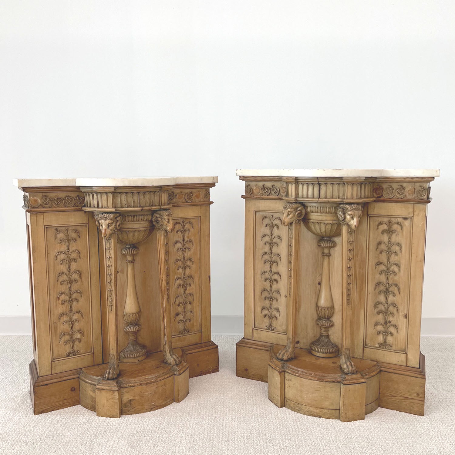 GEORGE iii MARBLE TOPPED SYCAMORE AND PINE CONSOLE - PAIR