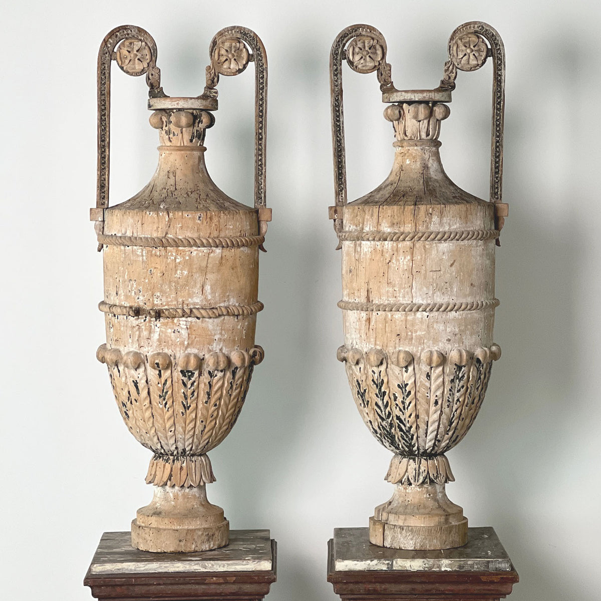 NEOCLASSICAL PAINTED WOOD URNS