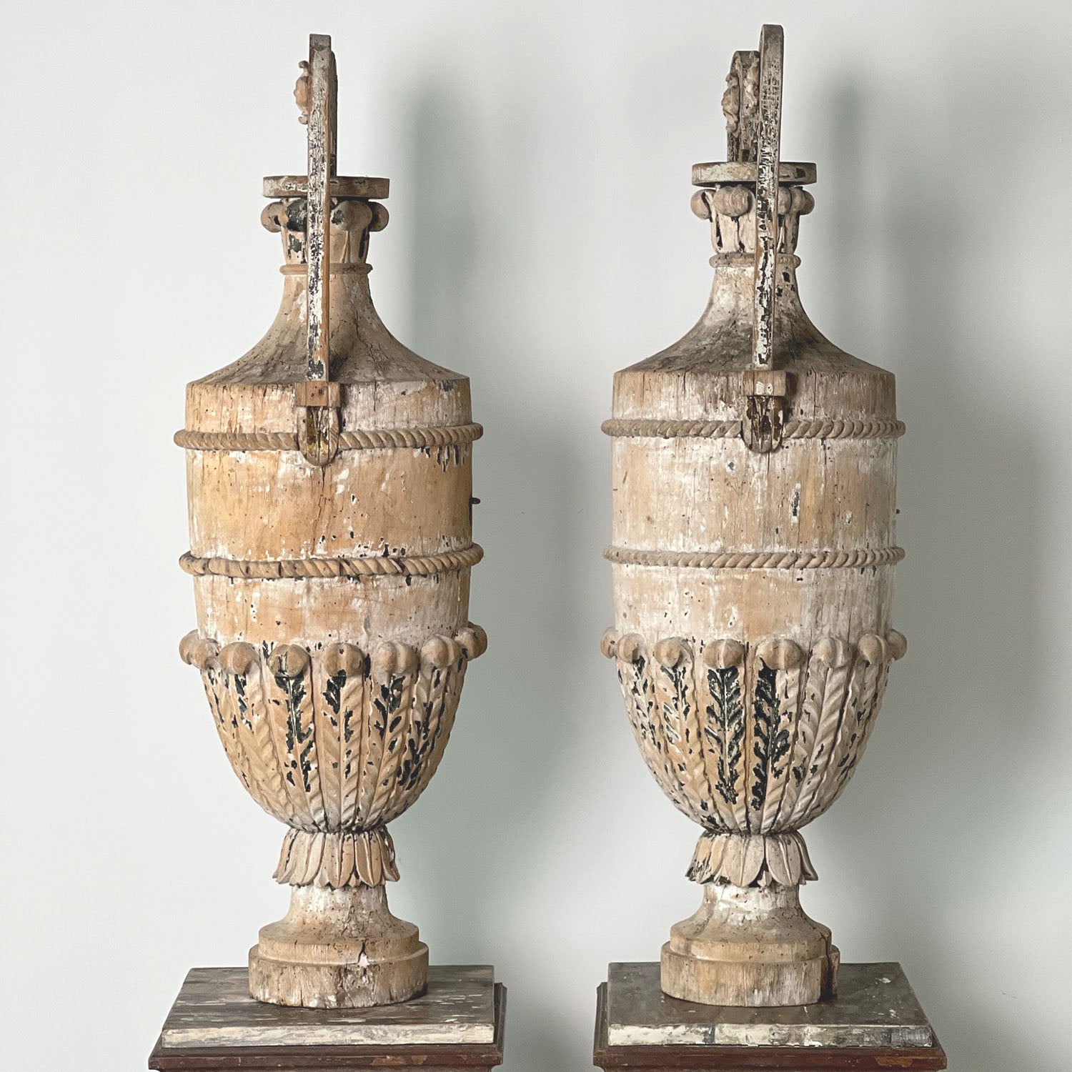 NEOCLASSICAL PAINTED WOOD URNS
