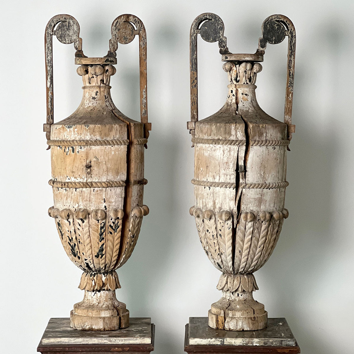 NEOCLASSICAL PAINTED WOOD URNS