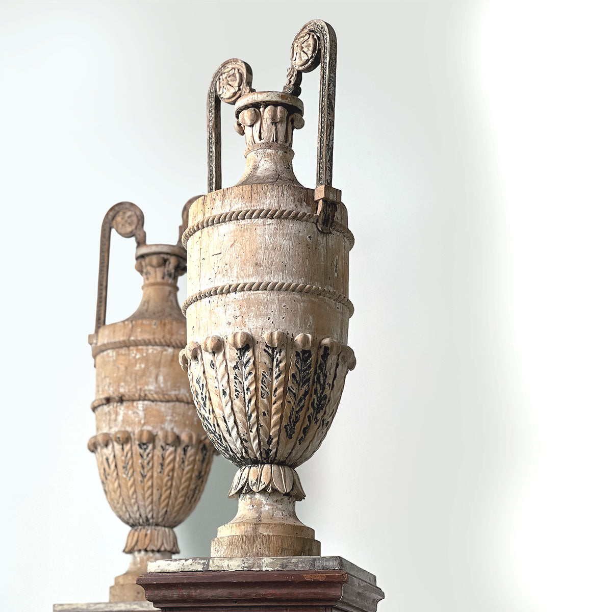 NEOCLASSICAL PAINTED WOOD URNS