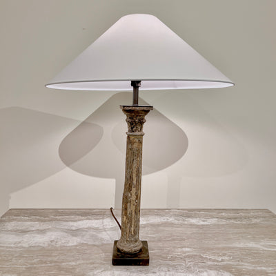 WODDEN PILLAR LAMP