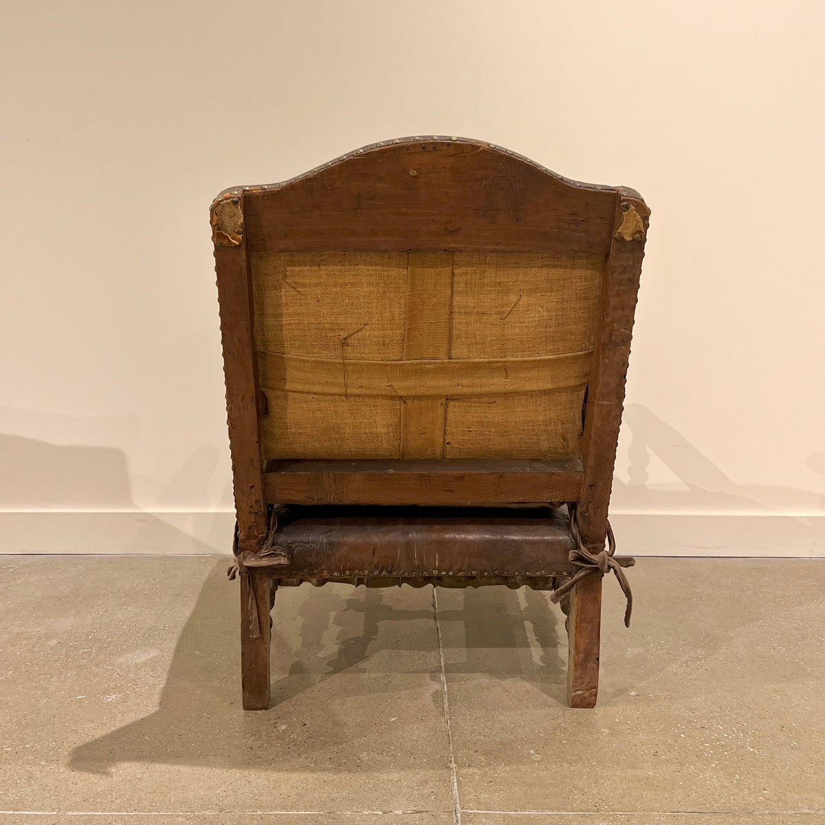 LOUIS Xiii LEATHER UPHOLSTERED WALNUT FAUTEUILS - PAIR