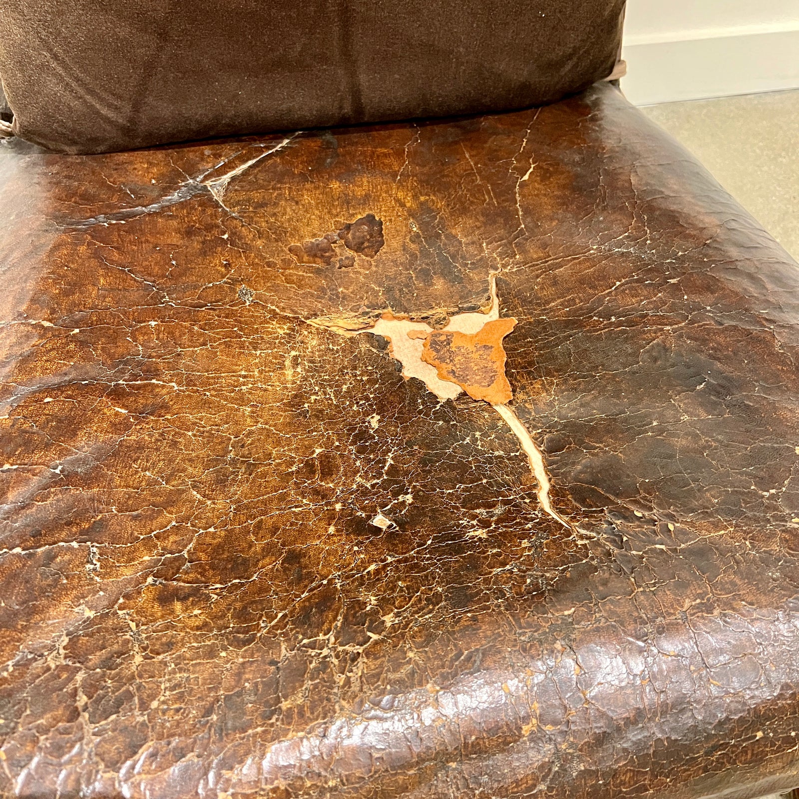 LOUIS Xiii LEATHER UPHOLSTERED WALNUT FAUTEUILS - PAIR