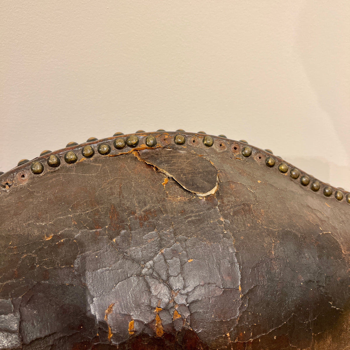 LOUIS Xiii LEATHER UPHOLSTERED WALNUT FAUTEUILS - PAIR