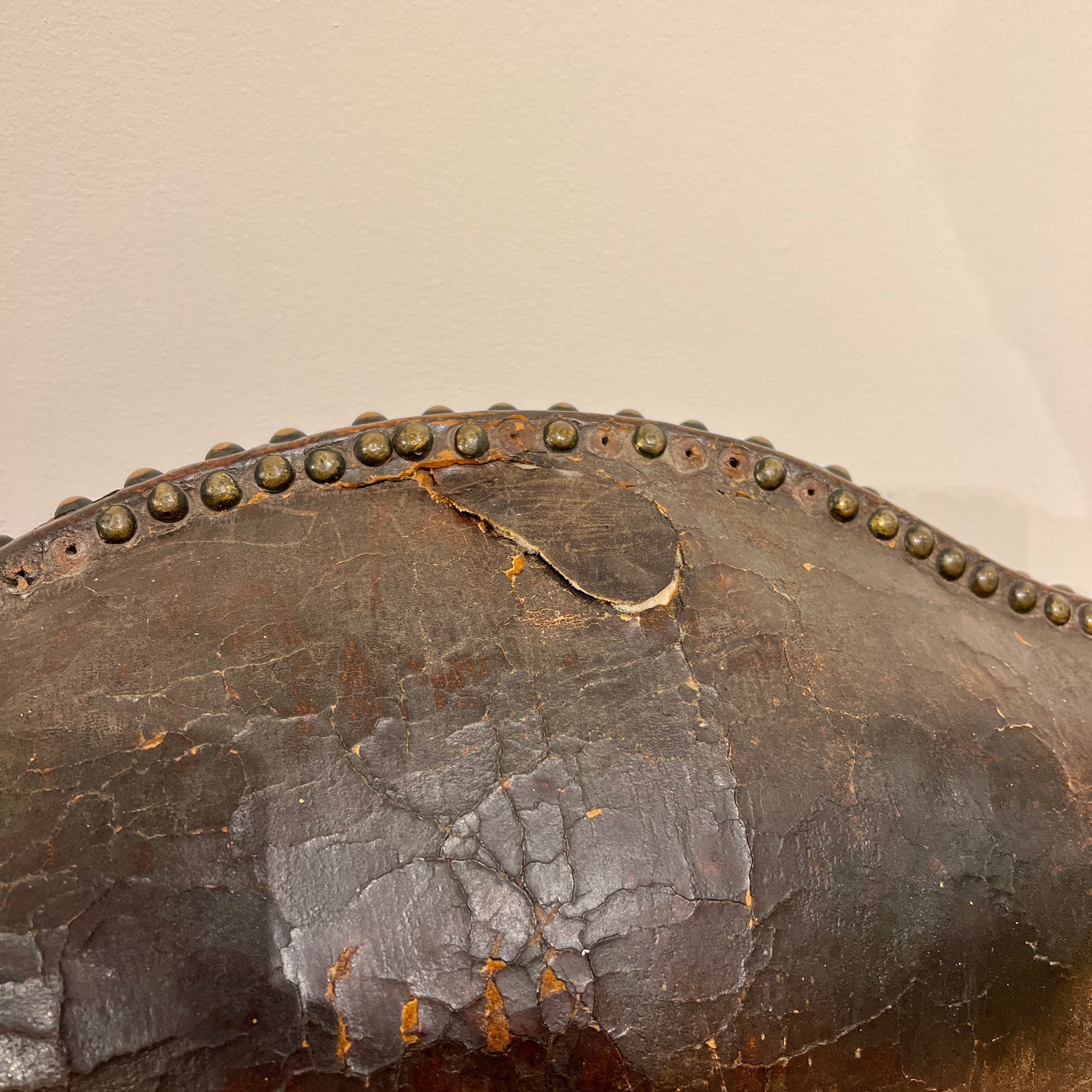 LOUIS Xiii LEATHER UPHOLSTERED WALNUT FAUTEUILS - PAIR