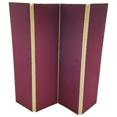 FOUR-PANEL FABRIC FOLDING SCREEN WITH NAILHEAD DETAIL - SHOWROOM SAMPLE